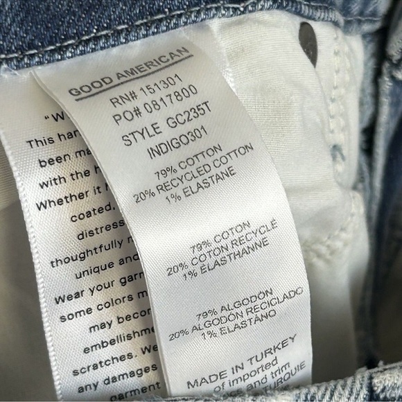 GOOD AMERICAN GOOD CLASSIC High Waisted SZ 4/27 Light wash INDIG0301 Tapered Leg - Picture 3 of 8